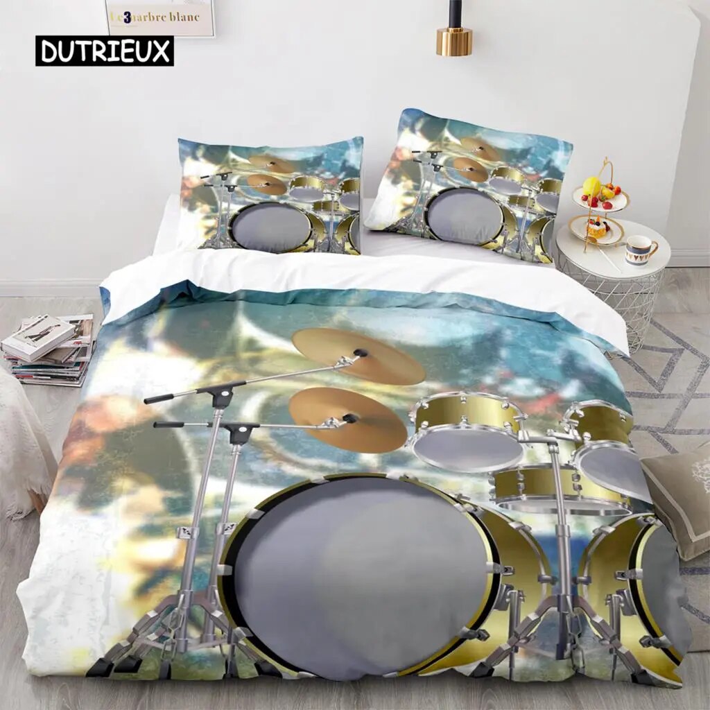 Drum Kit Duvet Cover Set Classical Music Comforter Cover Musical