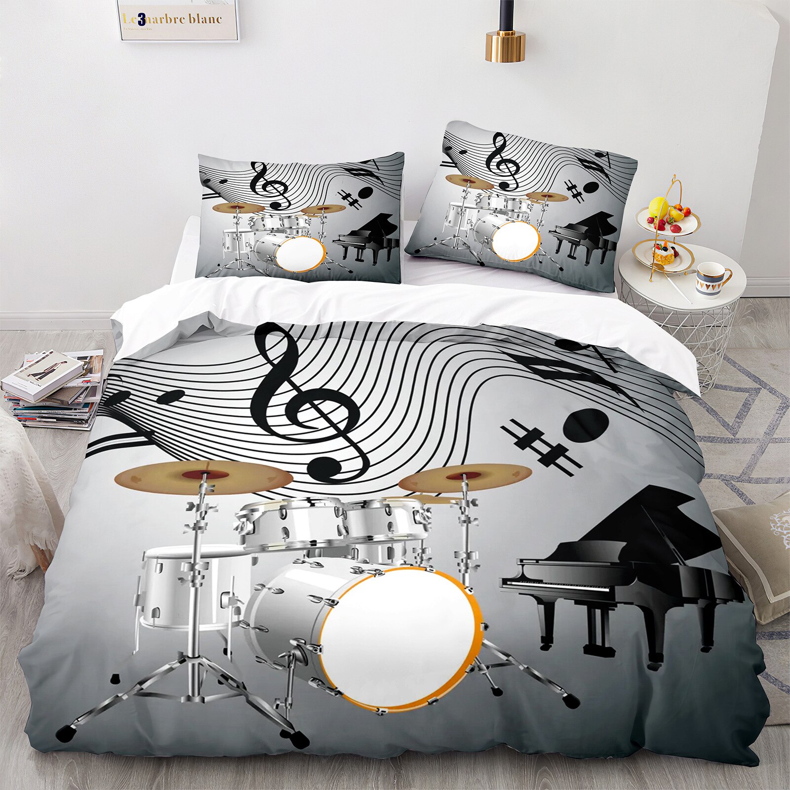 Drum Kit Duvet Cover Set Classical Music Comforter Cover Musical