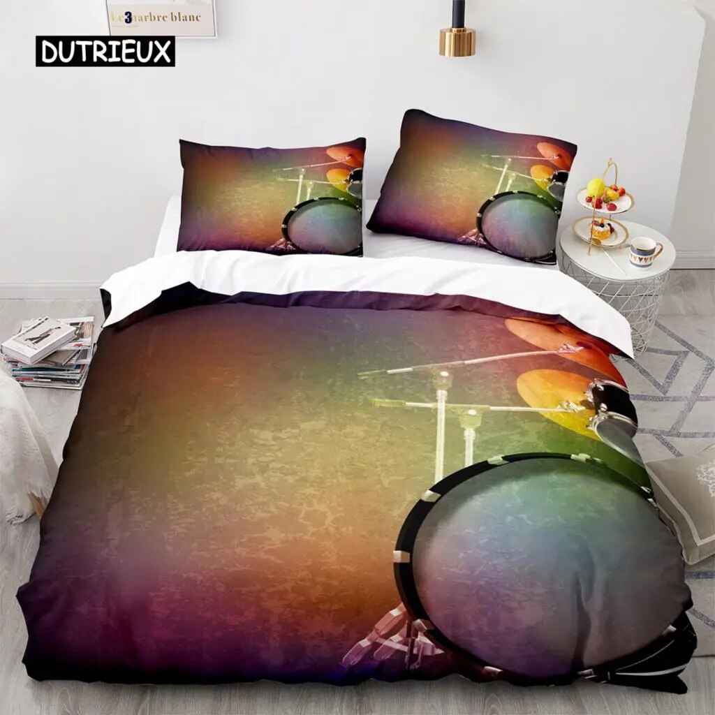 Drum Kit Duvet Cover Set Classical Music Comforter Cover Musical