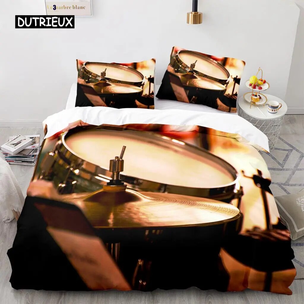 Drum Kit Duvet Cover Set Classical Music Comforter Cover Musical