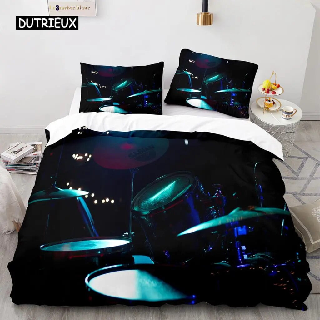 Drum Kit Duvet Cover Set Classical Music Comforter Cover Musical