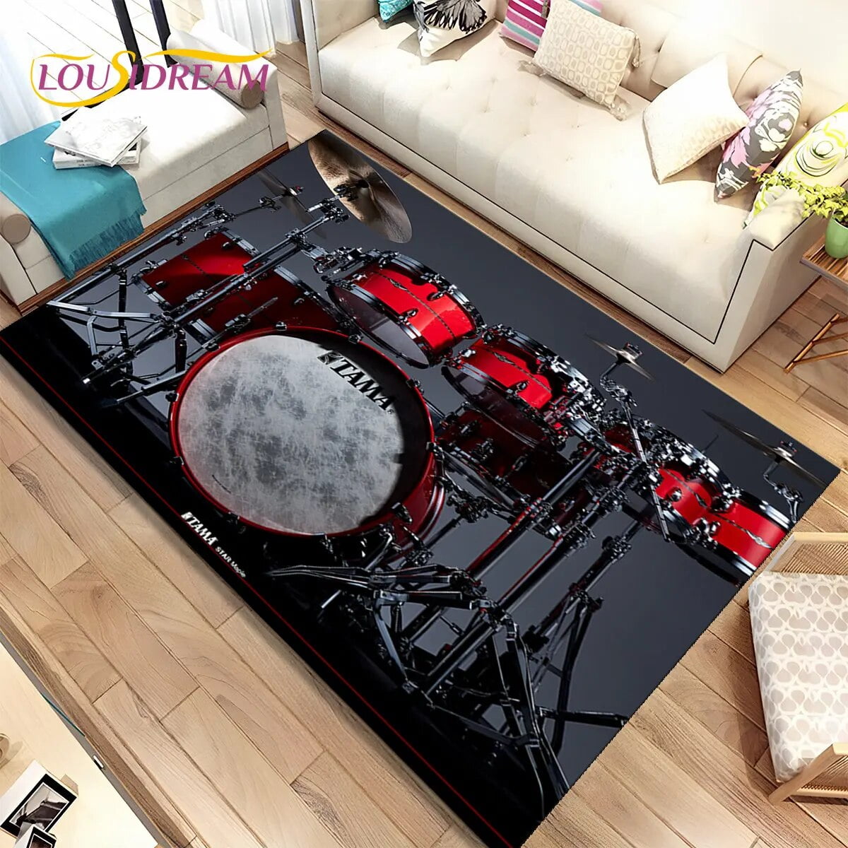 Drum Kit Music Drum Set Instruments Area Rug Carpet Rug for Home Living Room Bedroom Sofa