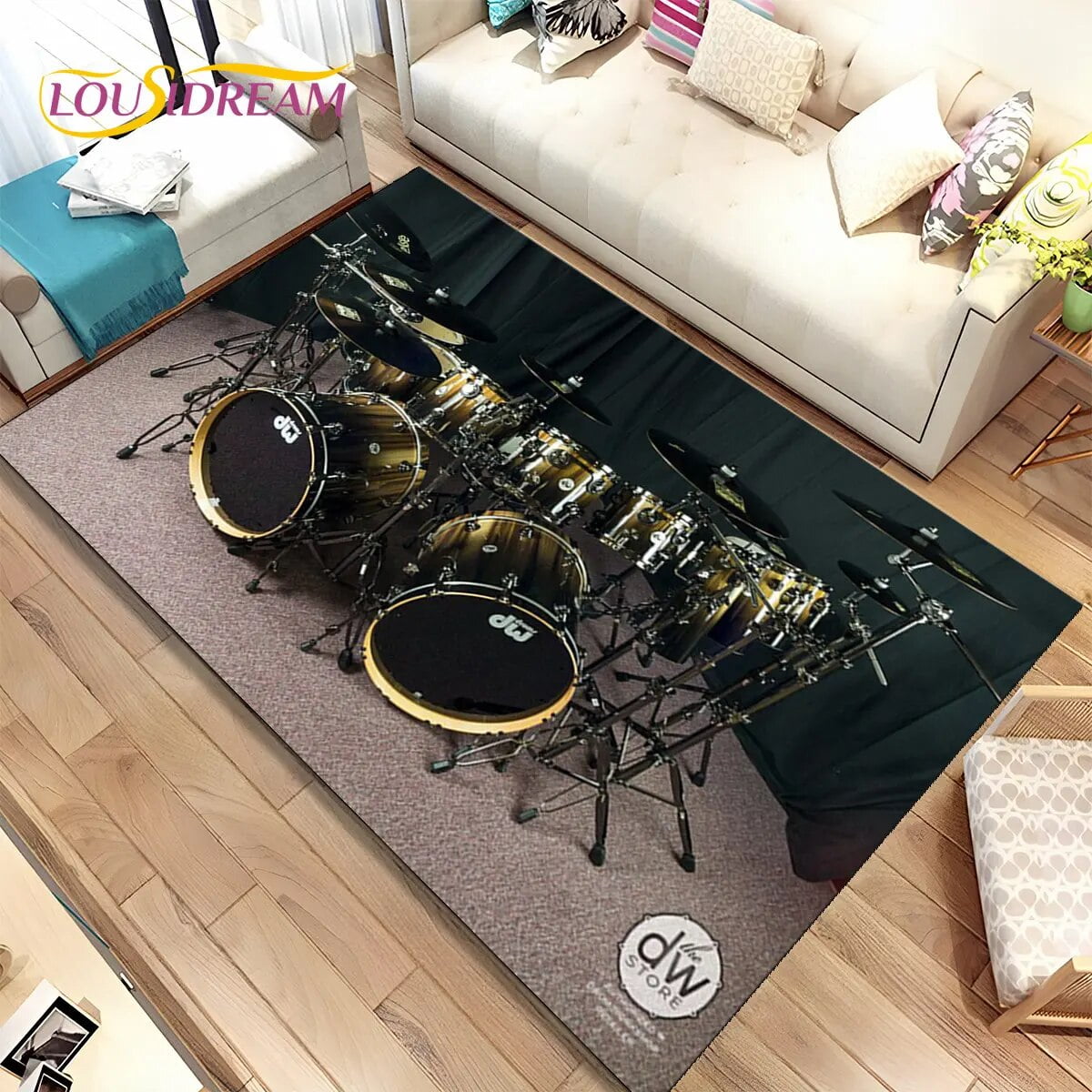 Drum Kit Music Drum Set Instruments Area Rug Carpet Rug for Home Living Room Bedroom Sofa