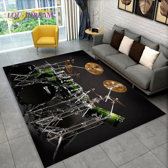 Drum Kit Music Instruments Drum Set Area Rug Carpet for Home Living Room Bedroom Sofa Doormat Kitchen Decor Non-slip Floor Mat
