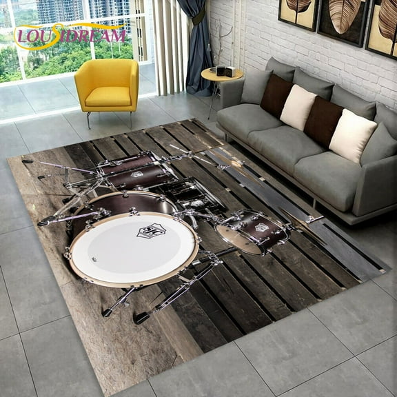 Drum Kit Music Instruments Drum Set Area Rug Carpet for Home Living Room Bedroom Sofa Doormat Kitchen Decor Non-slip Floor Mat