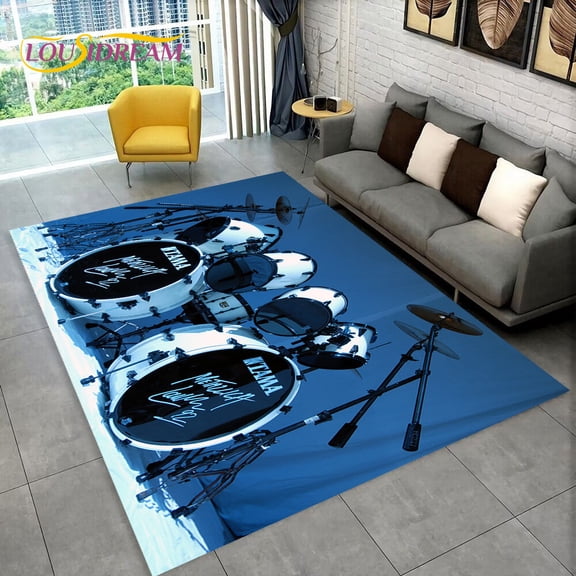 Drum Kit Music Instruments Drum Set Area Rug Carpet for Home Living Room Bedroom Sofa Doormat Kitchen Decor Non-slip Floor Mat