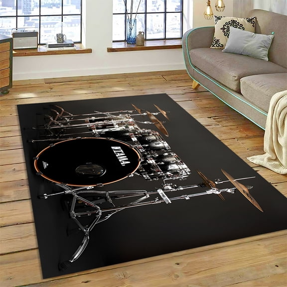 Drum Kit Music Instruments Drum Set Carpet Rug for Home Living Room Bedroom Sofa Doormat r kids Area Rug Non-slip Floor Mat