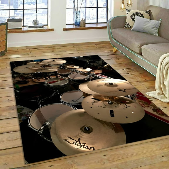Drum Kit Music Instruments Drum Set Carpet Rug for Home Living Room Bedroom Sofa Doormat r kids Area Rug Non-slip Floor Mat