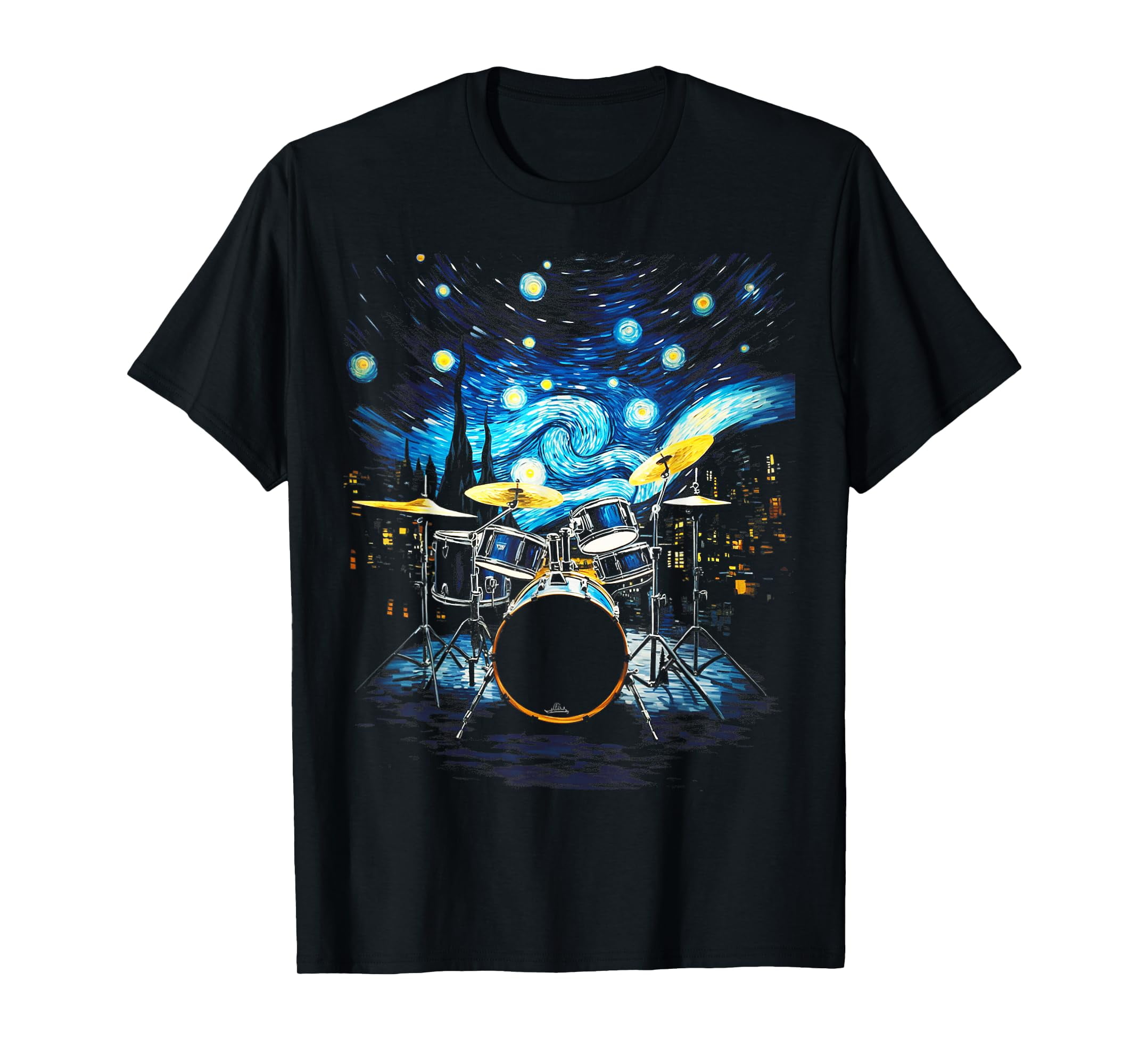 Drum Kit Percussionist Drummer Van Gogh Drums TShirt