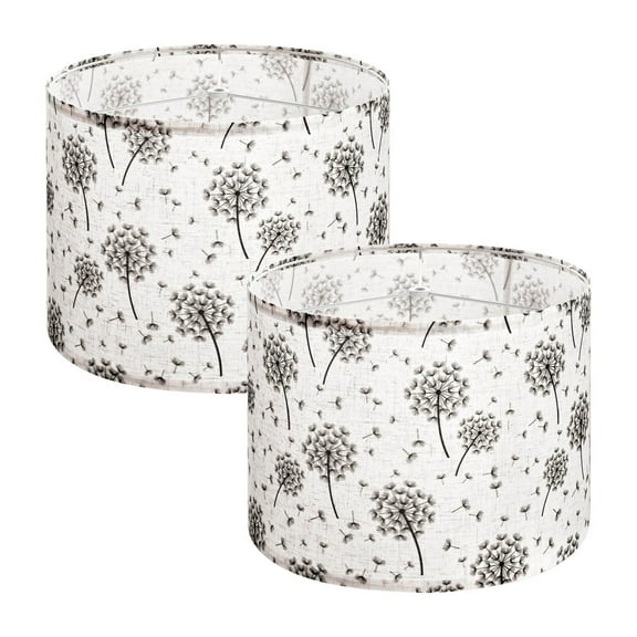 Drum Lamp Shade 2 Pack, 13" Top x 13" Bottom x 10" High, Linen Lampshade Replacement, Table/Floor Lamp Shade, Light Dandelion Pattern, Easy Install