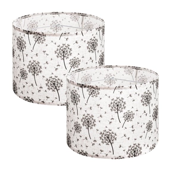 Drum Lamp Shade 2-Pack 13x13x10 in, Linen Lampshade for Table & Floor Lamps, Round Light Dandelion Pattern, Soft Light Diffusion for Bedroom, Living Room