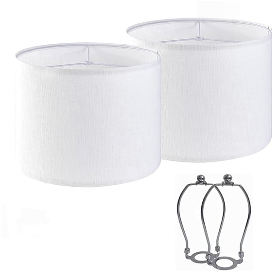 Drum Lamp Shade 2 Set, 13 in Top x 13 in Bottom x 10 in High, Medium Drum Linen Lampshade, Replacement Lamp Shade for Table Lamps Floor Lamps Pendant Lights, Easy Assembly Required