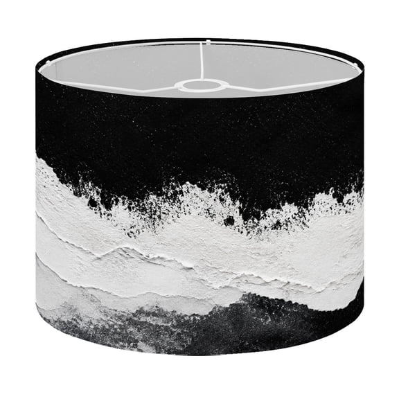 13"x10" Linen Drum Lampshade – Soft Beige & Grey Floral Bloom Pattern, Easy Assembly For Floor & Table Lamps