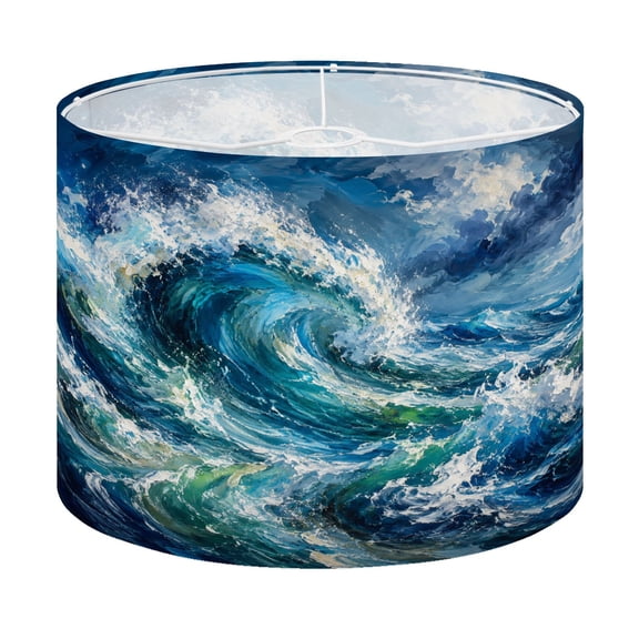 Drum Lamp Shade Abstract Ocean Waves Swirling Patterns Vibrant Blue Tones Lampshade for Table Lamps Floor Lamps Pendant Light 13"x13"x10" Replacement Linen Large Lamp Shade Easy Assembly