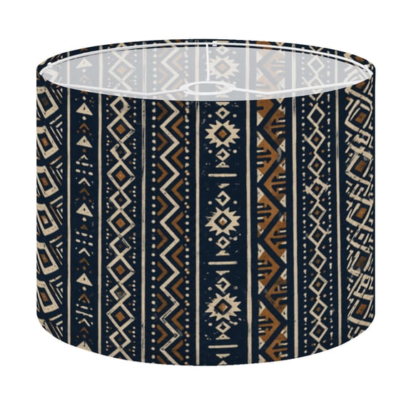 Drum Lamp Shade African Print Fabric Seamless Tribal Traditional Ethnic Lampshade for Table Lamps Floor Lamps Pendant Light 13"x13"x10" Replacement Linen Large Lamp Shade Easy Assembly