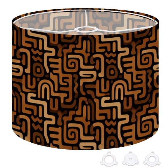 Drum Lamp Shade African irregular brown stripe Seamless Tribal Traditional Ethnic Hand 13"x13"x10" Large Lampshade for Table Lamps Floor Lamps Pendant Light Replacement Linen Lamp Shade Easy Assembly