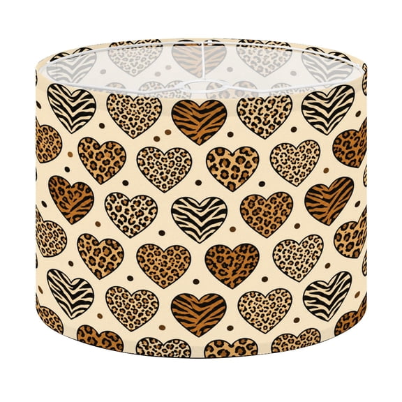 Drum Lamp Shade Animal Print Heart Black White Gold Leopard Zebra Tiger Designs Lampshade for Table Lamps Floor Lamps Pendant Light 13"x13"x10" Replacement Linen Large Lamp Shade Easy Assembly