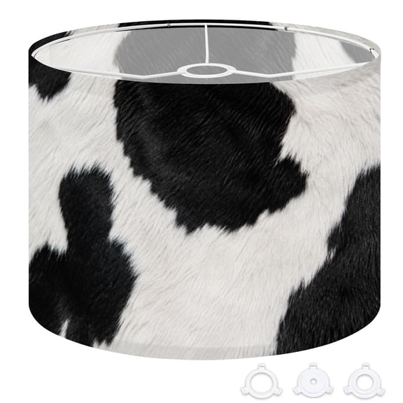Drum Lamp Shade Beautiful Cowhide black white Close up white brown cowhide Real cow 13"x13"x10" Large Lampshade for Table Lamps Floor Lamps Pendant Light Replacement Linen Lamp Shade Easy Assembly