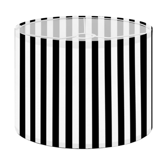 Drum Lamp Shade Black White Stripes Lampshade for Table Lamps Floor Lamps Pendant Light 13"x13"x10" Replacement Linen Large Lamp Shade Easy Assembly