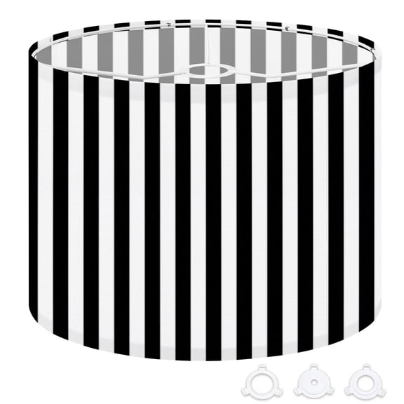 Drum Lamp Shade Black stripes white abstract Seamless hand drawing design 13"x13"x10" Large Lampshade for Table Lamps Floor Lamps Pendant Light Replacement Linen Lamp Shade Easy Assembly