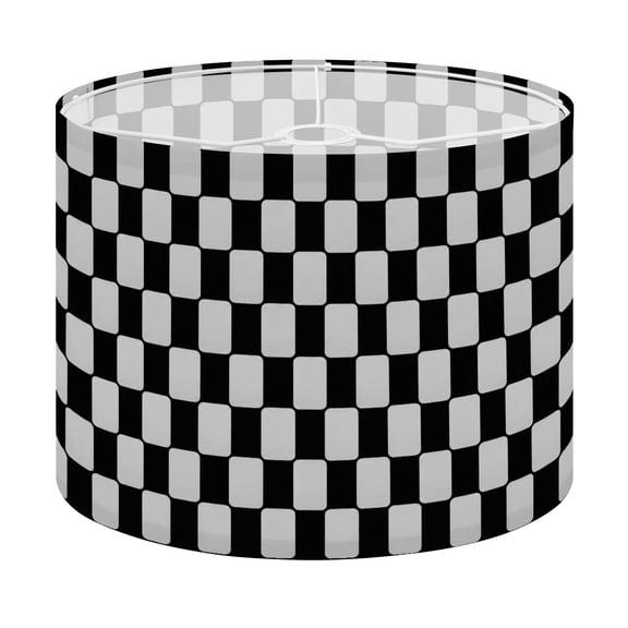 Drum Lamp Shade Black white checkered seamless Endless flag Lampshade for Table Lamps Floor Lamps Pendant Light 13"x13"x10" Replacement Linen Large Lamp Shade Easy Assembly