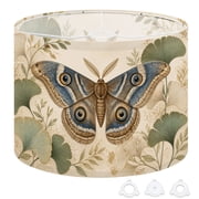 Drum Lamp Shade Blue Butterfly Ginkgo leaves Vintage Naturalist Botanical 13"x13"x10" Large Lampshade for Table Lamps Floor Lamps Pendant Light Replacement Linen Lamp Shade Easy Assembly