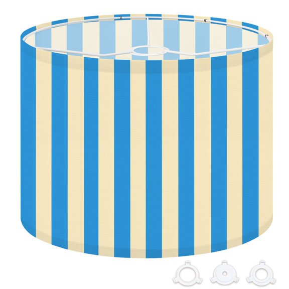 Drum Lamp Shade Blue Cream Striped line Design for Modern Decor 13"x13"x10" Large Lampshade for Table Lamps Floor Lamps Pendant Light Replacement Linen Lampshade Easy Assembly