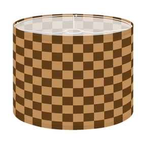 Drum Lamp Shade Brown Black Checkerboard Design Lampshade for Table Lamps Floor Lamps Pendant Light 13"x13"x10" Replacement Linen Large Lamp Shade Easy Assembly