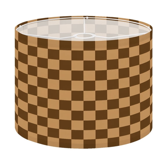 Drum Lamp Shade Brown Black Checkerboard Design Lampshade for Table Lamps Floor Lamps Pendant Light 13"x13"x10" Replacement Linen Large Lamp Shade Easy Assembly