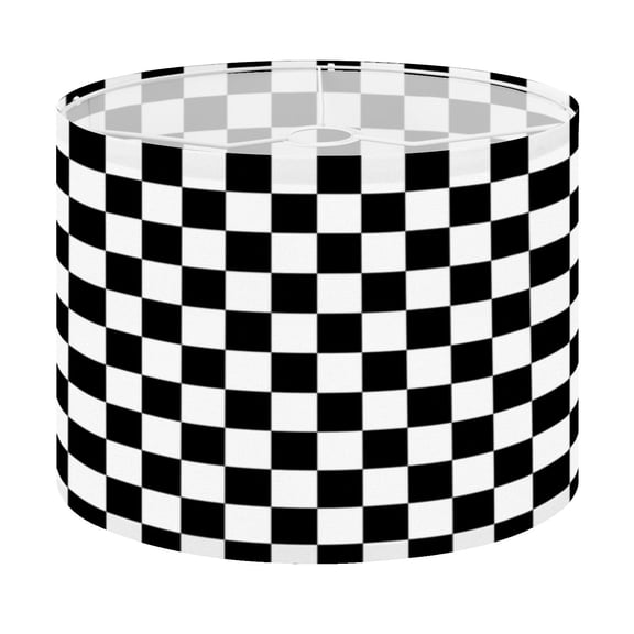 Drum Lamp Shade Checkerboard print rectangles black white Print seamless Lampshade for Table Lamps Floor Lamps Pendant Light 13"x13"x10" Replacement Linen Large Lamp Shade Easy Assembly