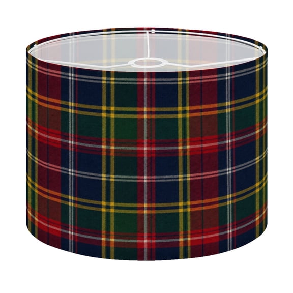 Drum Lamp Shade Classic Scottish Tartan Design Red Green Yellow Blue Traditional Lampshade for Table Lamps Floor Lamps Pendant Light 13"x13"x10" Replacement Linen Large Lamp Shade Easy Assembly