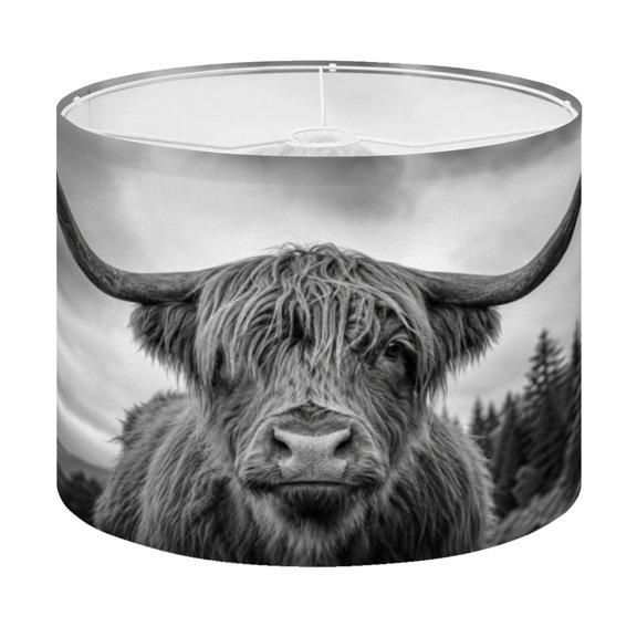 Drum Lamp Shade Close up cow Lampshade for Table Lamps Floor Lamps Pendant Light 13"x13"x10" Replacement Linen Large Lamp Shade Easy Assembly