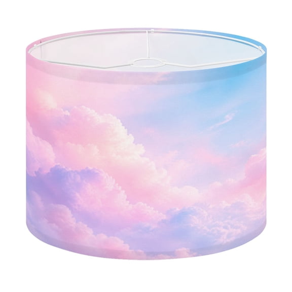 Drum Lamp Shade Cloud series Colorful cotton candy Soft fog clouds pastel colored pink Lampshade for Table Lamps Floor Lamps Pendant Light 13"x13"x10" Replacement Linen Large Lamp Shade Easy Assembly