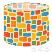 Drum Lamp Shade Colorful Abstract mid century Rectangles Vibrant Hues 13"x13"x10" Large Lampshade for Table Lamps Floor Lamps Pendant Light Replacement Linen Lampshade Easy Assembly