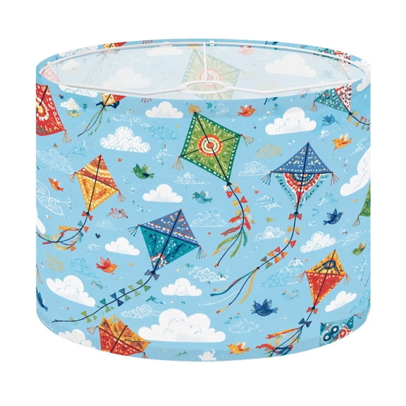 Drum Lamp Shade Colorful Kites Against Blue Sky Clouds Lampshade for Table Lamps Floor Lamps Pendant Light 13"x13"x10" Replacement Linen Large Lamp Shade Easy Assembly