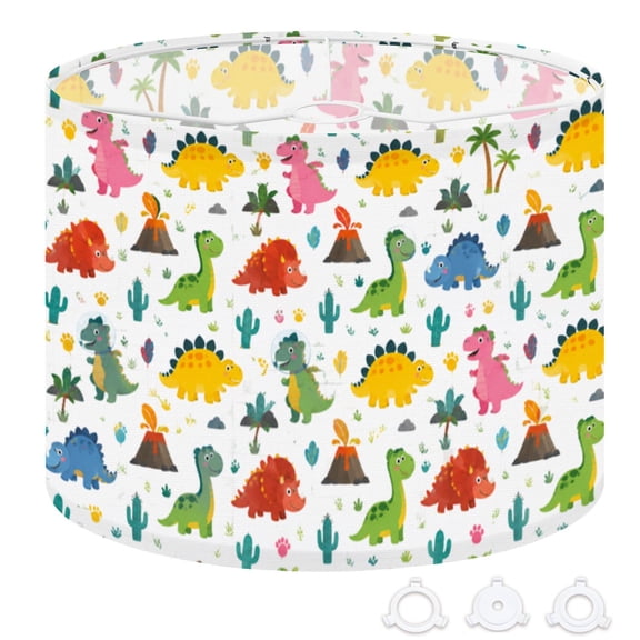 Drum Lamp Shade Cute dinosaurs seamless kid for children print design 13"x13"x10" Large Lampshade for Table Lamps Floor Lamps Pendant Light Replacement Linen Lamp Shade Easy Assembly