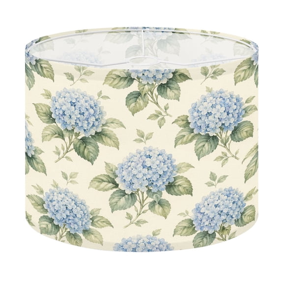 Drum Lamp Shade Delicate Blue Floral Green Leaves Cream Lampshade for Table Lamps Floor Lamps Pendant Light 13"x13"x10" Replacement Linen Large Lamp Shade Easy Assembly