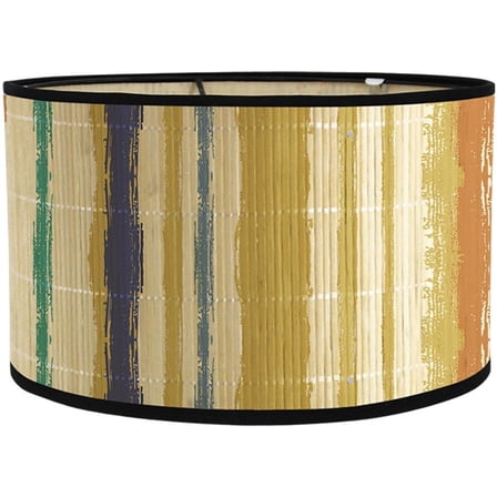 Drum Lamp Shade, E27 Vintage Lampshade Stripe Pattern Chandelier Lamp Cover Replaceable Light Accessories for Pendant Floor Light