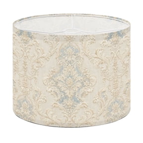 Drum Lamp Shade Elegant Beige Gray Damask Lampshade for Table Lamps Floor Lamps Pendant Light 13"x13"x10" Replacement Linen Large Lamp Shade Easy Assembly