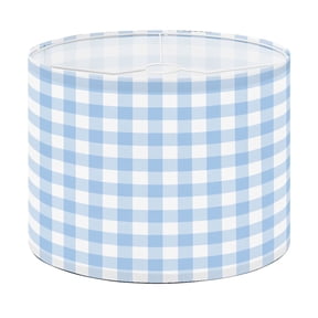 Drum Lamp Shade Gingham Check pastel blue white for sewing crafts Lampshade for Table Lamps Floor Lamps Pendant Light 13"x13"x10" Replacement Linen Large Lamp Shade Easy Assembly