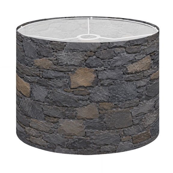 Drum Lamp Shade Gray Brown Stone Wall Rough Surface Lampshade for Table Lamps Floor Lamps Pendant Light 13"x13"x10" Replacement Linen Large Lamp Shade Easy Assembly