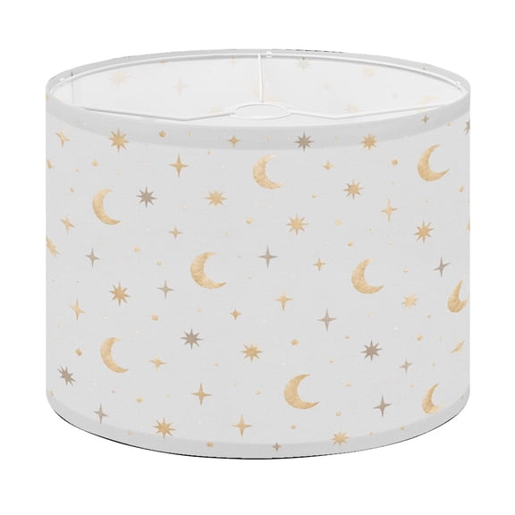 Drum Lamp Shade Kids bedroom pastel moon stars Baby boho Nursery baby textile Lampshade for Table Lamps Floor Lamps Pendant Light 13"x13"x10" Replacement Linen Large Lamp Shade Easy Assembly