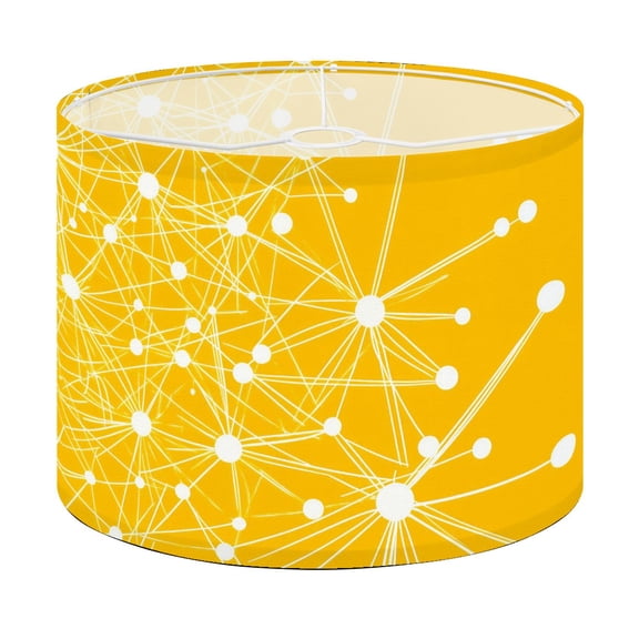 Drum Lamp Shade Mid Century Fifties Modern Retro Colors Yellow White Lines Nodes Lampshade for Table Lamps Floor Lamps Pendant Light 13"x13"x10" Replacement Linen Large Lamp Shade Easy Assembly