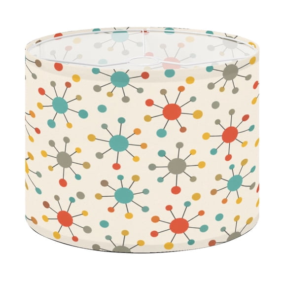 Drum Lamp Shade Mid century fifties modern retro colors seamless Part collection Lampshade for Table Lamps Floor Lamps Pendant Light 13"x13"x10" Replacement Linen Large Lamp Shade Easy Assembly