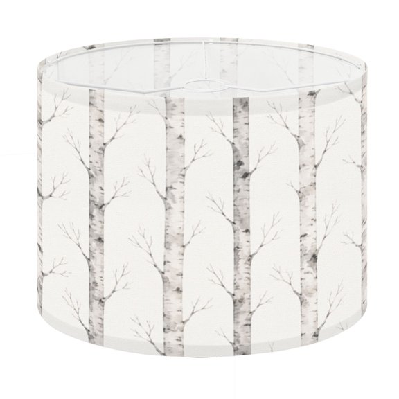 Drum Lamp Shade Minimalist Gray Birch Tree Lampshade for Table Lamps Floor Lamps Pendant Light 13"x13"x10" Replacement Linen Large Lamp Shade Easy Assembly