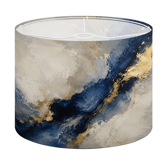Drum Lamp Shade Modern abstract oil painting art design Orange gold blue Lampshade for Table Lamps Floor Lamps Pendant Light 13"x13"x10" Replacement Linen Large Lamp Shade Easy Assembly