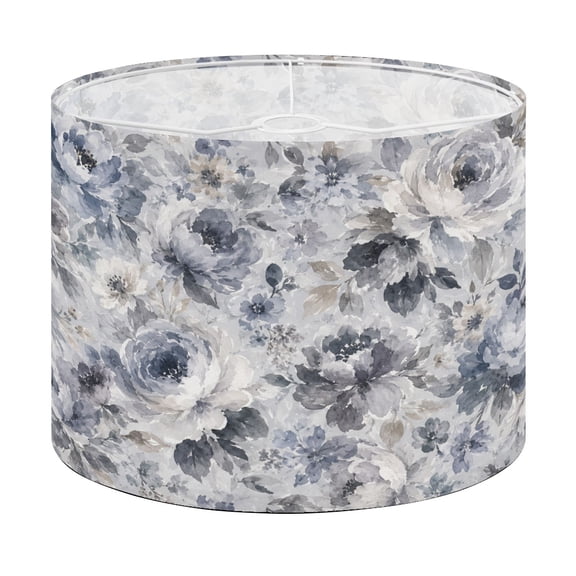 Drum Lamp Shade Monochrome Floral Watercolor Roses Petals Lampshade for Table Lamps Floor Lamps Pendant Light 13"x13"x10" Replacement Linen Large Lamp Shade Easy Assembly