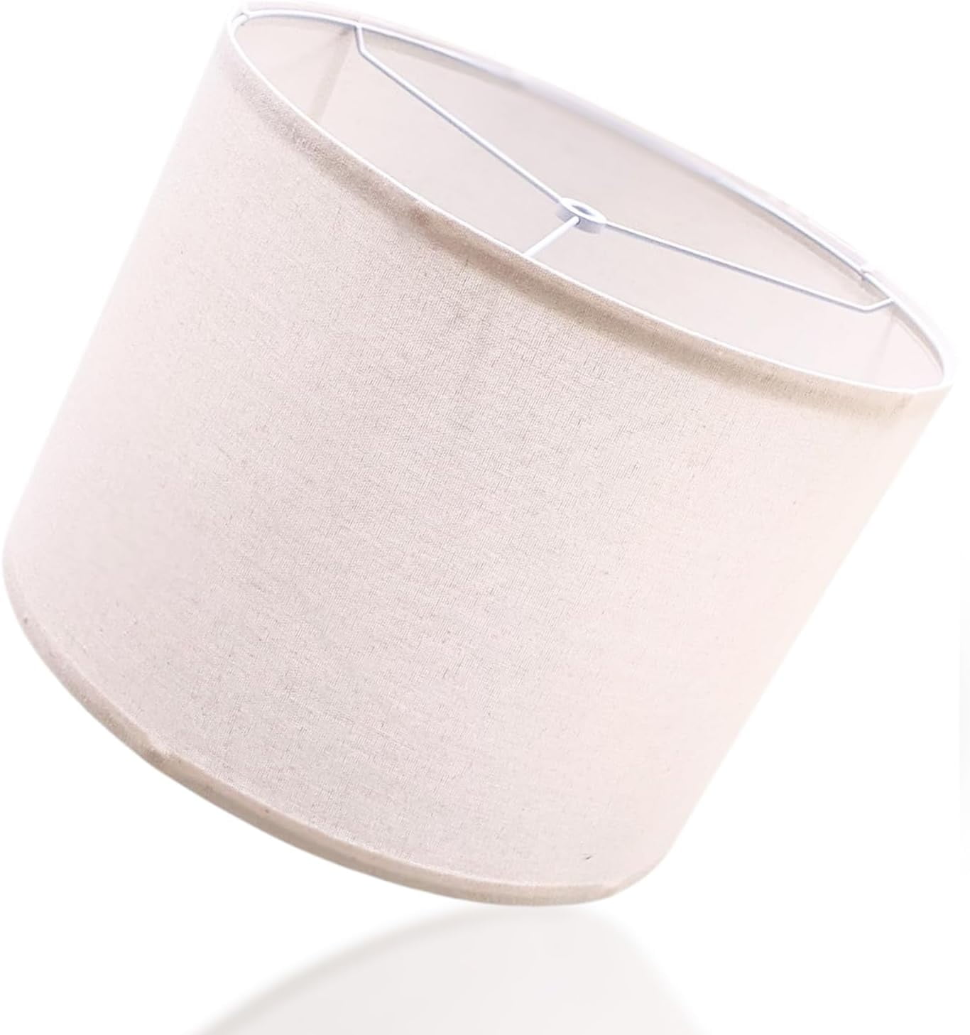 Drum Lamp Shade (Natural Linen) - Spider Fitter with Secure Metal Clips ...