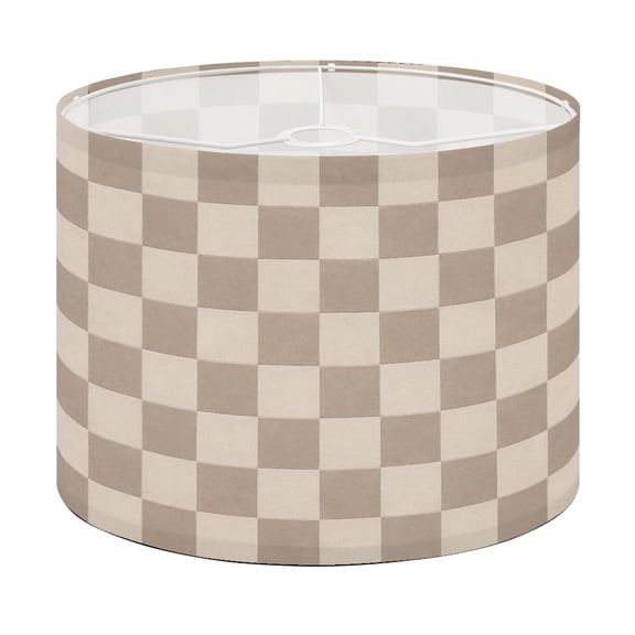 Drum Lamp Shade Neutral Beige White Checkerboard Finish Lampshade for Table Lamps Floor Lamps Pendant Light 13"x13"x10" Replacement Linen Large Lamp Shade Easy Assembly