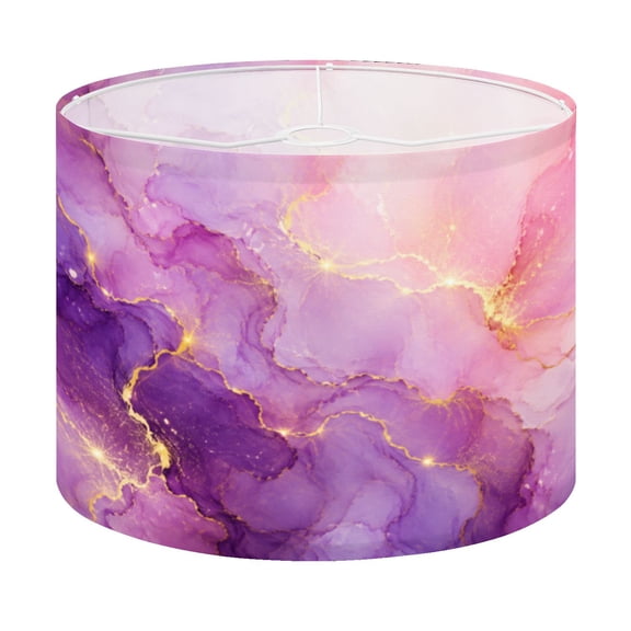 Drum Lamp Shade Pink Purple Waves Gold Backdrop Marble Ink Arwork Alcohol Ink Abstract Lampshade for Table Lamps Floor Lamps Pendant Light 13"x13"x10" Replacement Linen Large Lamp Shade Easy Assembly